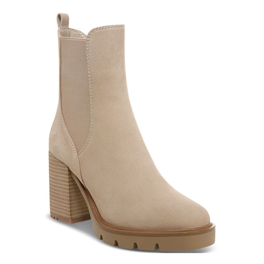 NWT SAM EDELMAN Womens Beige Heel Pull-Tab Rollins Toe Block Heel Chelsea 8 M